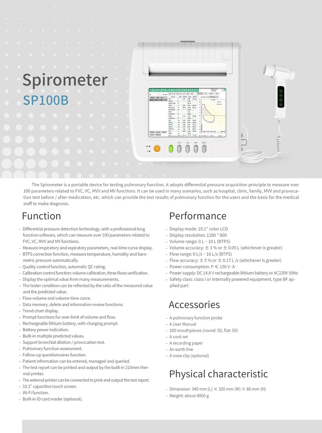 Espirómetro Contec SP100B